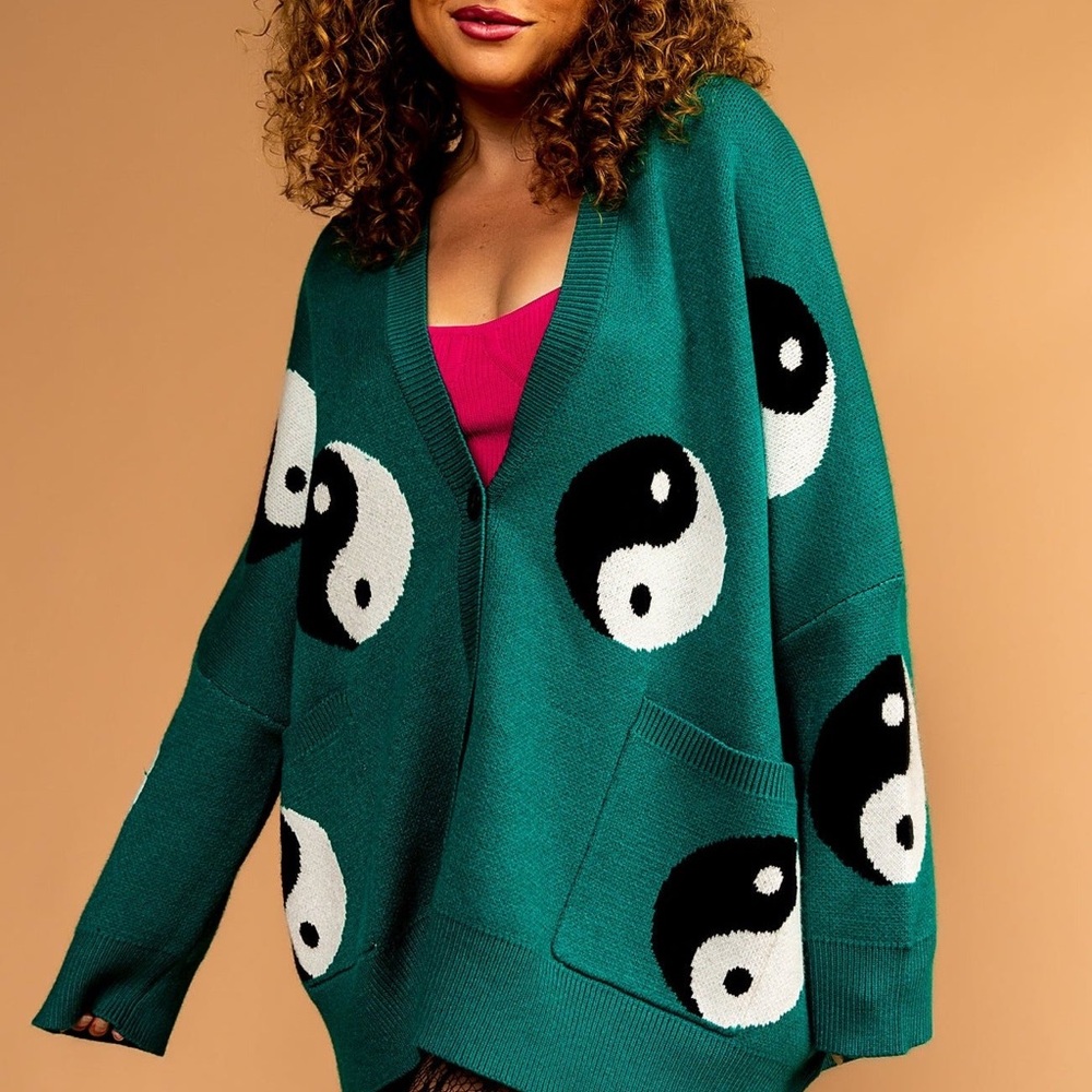 Dressed in Lala Main Character Energy Oversized Yin Yang Cardigan